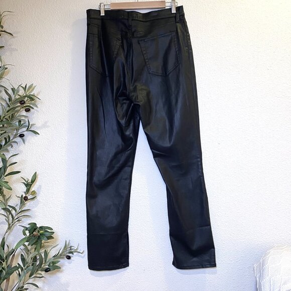 Abercrombie & Fitch 90's Slim Straight Ultra High Rise Curve Love Leather Pants - Picture 3 of 4